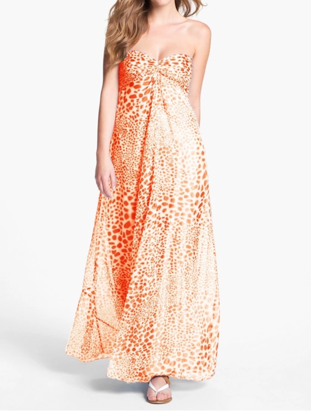 Strapless Blue Animal Print Maxi/Prom Dress